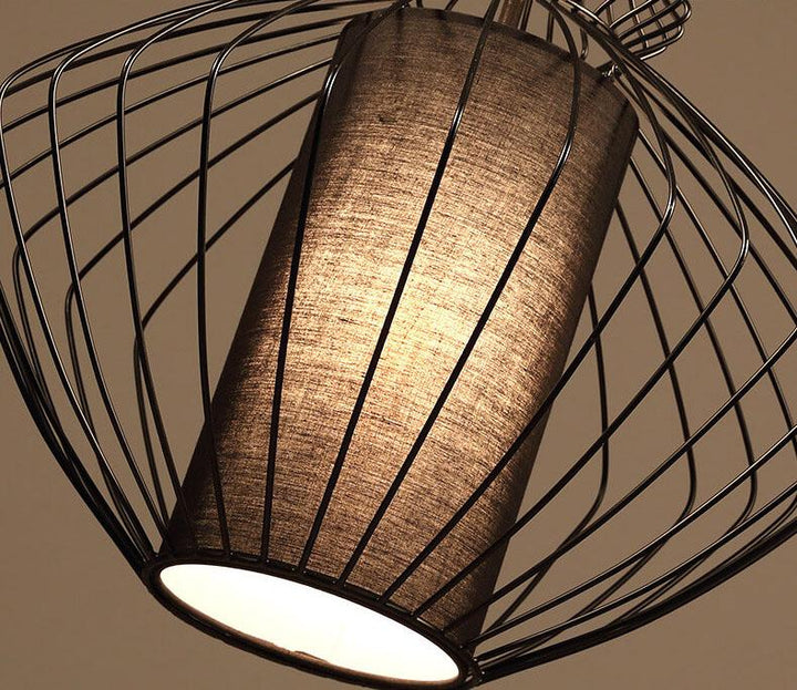 Lanterne suspendue industrielle rétro en métal en forme de cage à oiseaux avec 1 lumière 