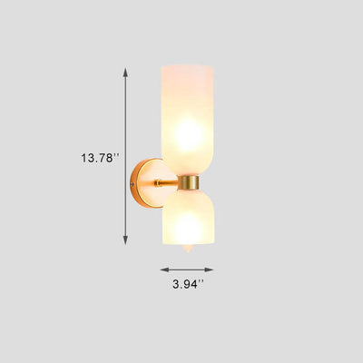 Modern 2 Light Cylindrical Glass Shade Wall Sconce Lamp