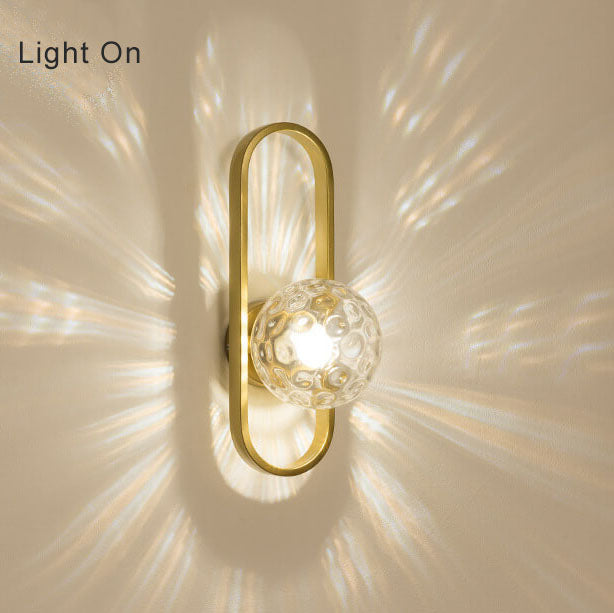 Circle Ring Glass Ball 1-Light Armed Sconce Lamp 2 Design