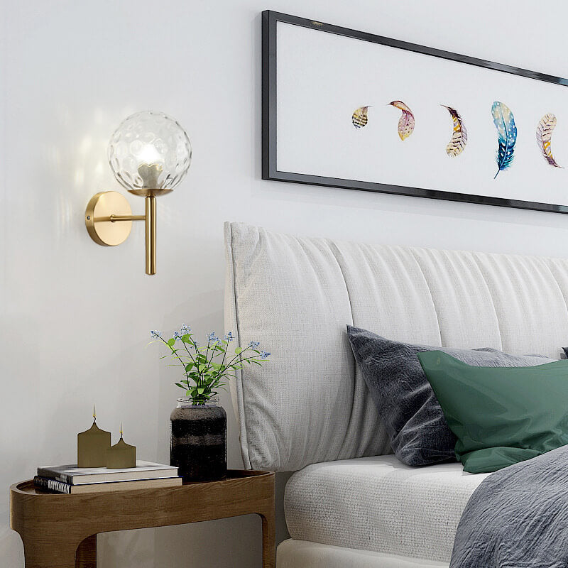 Modern Glass Ball 1-Light  Globe Arm Sconce Lamp