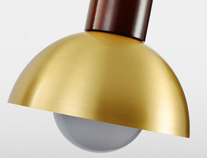 Lámpara colgante de 1 luz con cúpula de latón vintage nórdico 