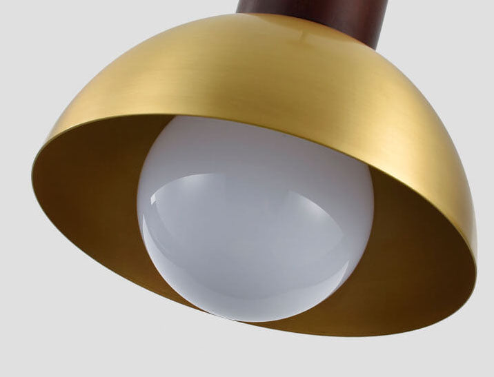 Lámpara colgante de 1 luz con cúpula de latón vintage nórdico 