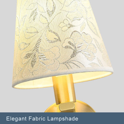 Floral Fabric 1-Light Dome Armed Sconce Lamp