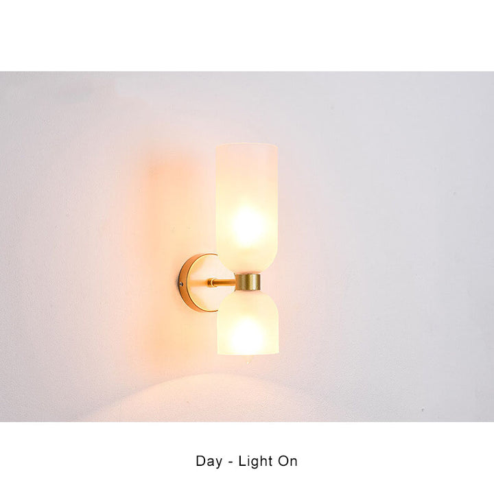 Applique murale moderne à 2 lumières avec abat-jour en verre cylindrique 