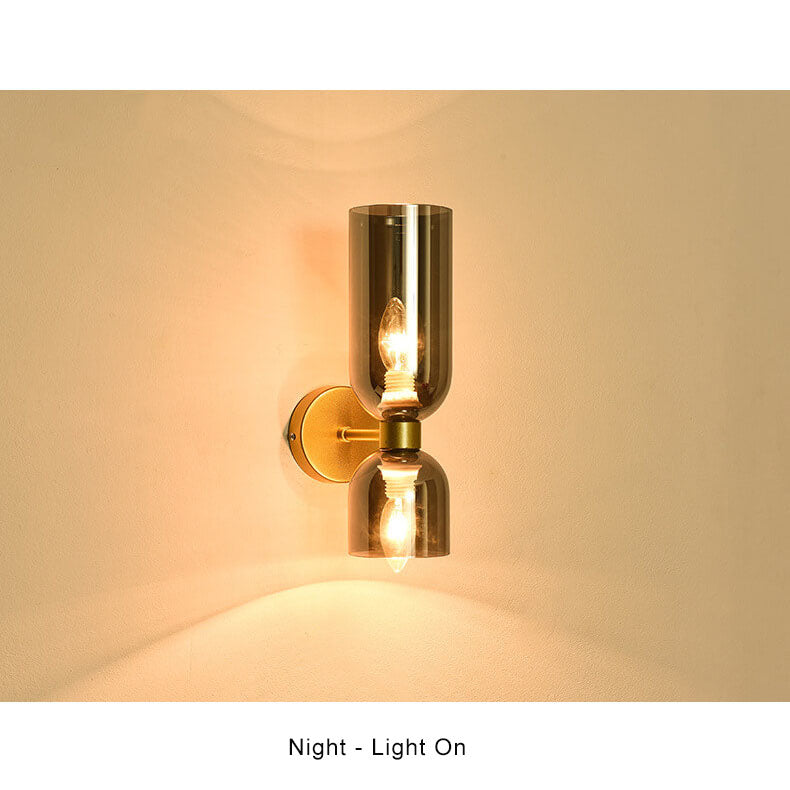 Applique murale moderne à 2 lumières avec abat-jour en verre cylindrique 