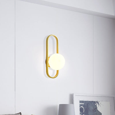 Circle Ring Glass Ball 1-Light Armed Sconce Lamp 2 Design