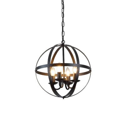 Industrial 4-Light Globe Metal Chandeliers