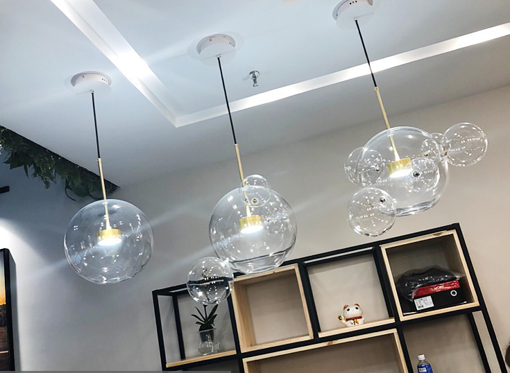 Modern Atom Mickey Head Bubble Glass Ball 1-Light LED Pendant Light