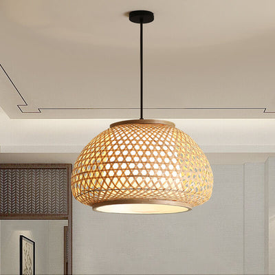 Bamboo Weaving 1-Light Chinese Elements  LED Pendant Light