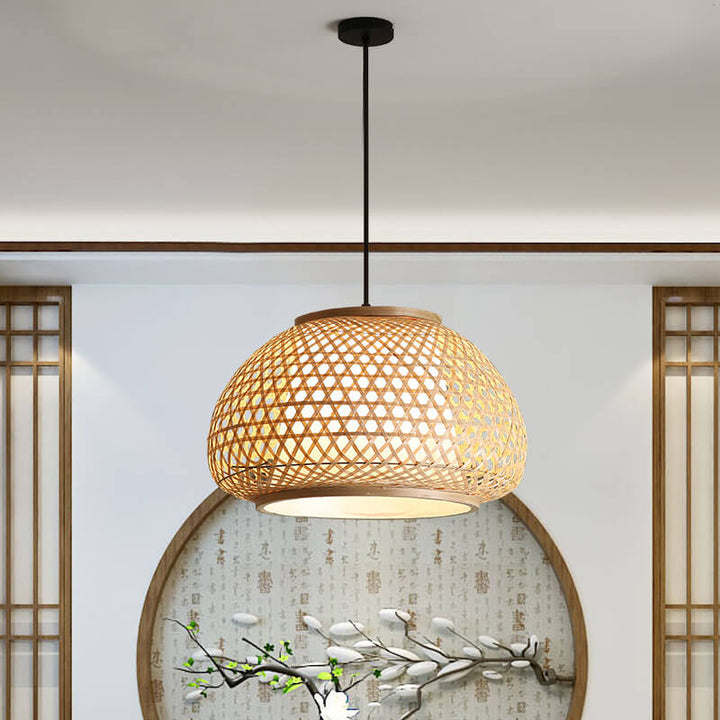 Bamboo Weaving 1-Light Chinese Elements  LED Pendant Light
