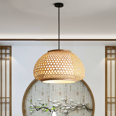 Bamboo Weaving 1-Licht chinesische Elemente LED-Pendelleuchte 