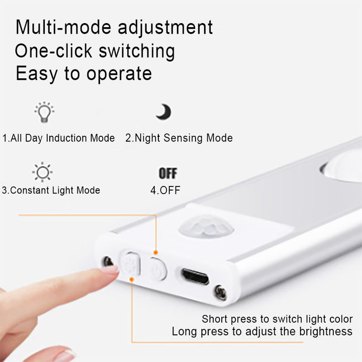 超薄型スマートLED人感センサー充電ヒルリップルライトストリップ 