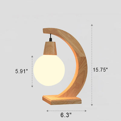 Nordic Creative Glass Ball Bend Solid Wood 1-Light Table Lamp