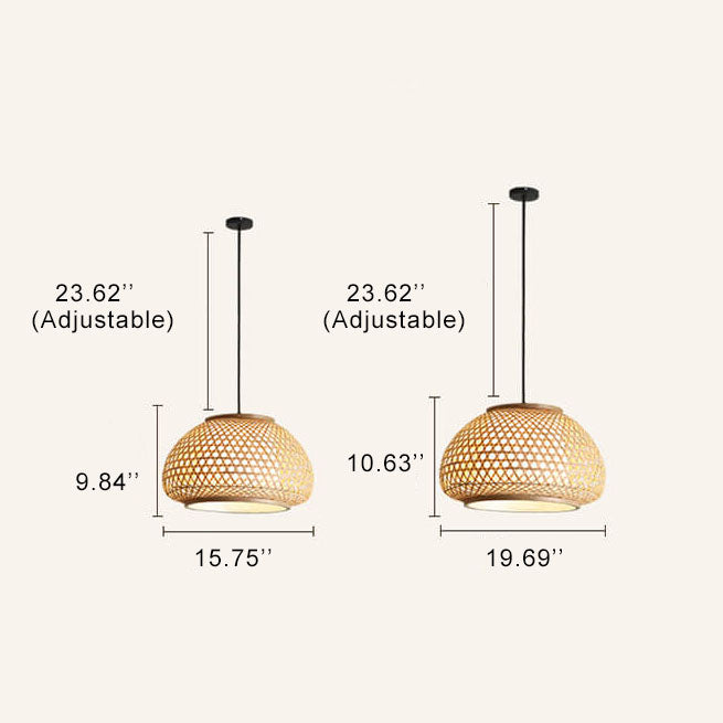 Bamboo Weaving 1-Light Chinese Elements  LED Pendant Light