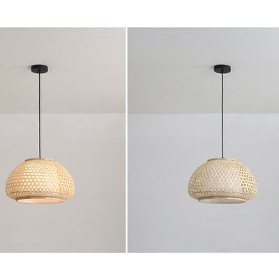 Bamboo Weaving 1-Light Chinese Elements  LED Pendant Light