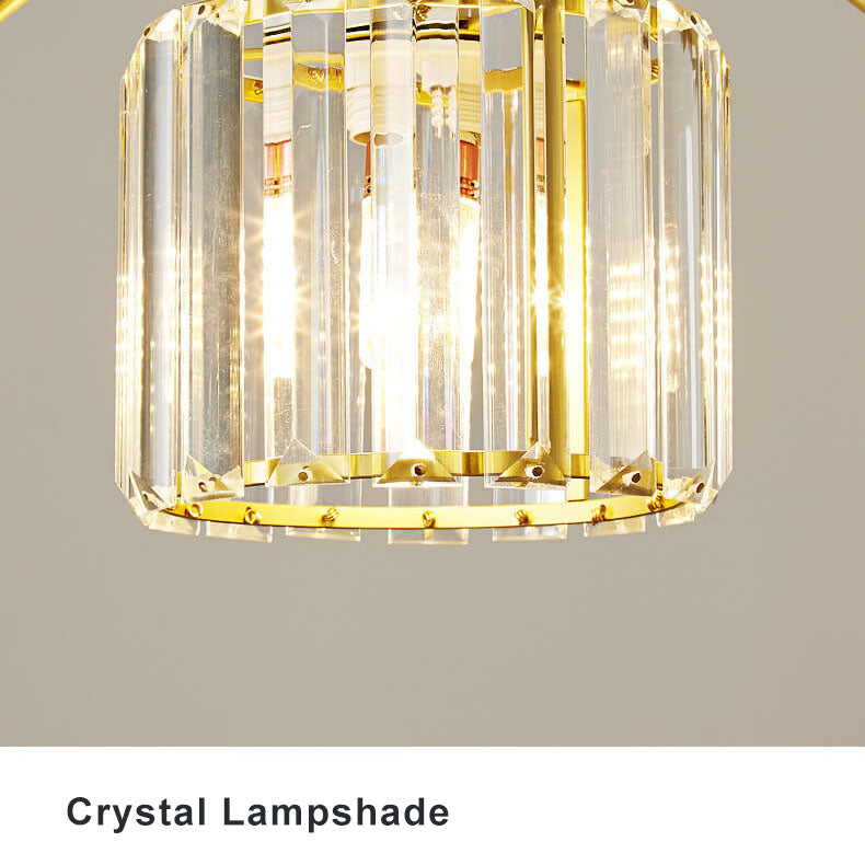 Modern Crystal Shade 1-Light Circle Ring Chinese Elements Pendant 2 Design