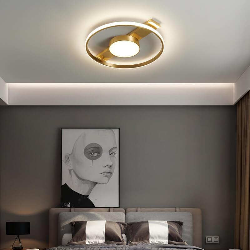 إضاءة حديثة بلمبة واحدة LED بتصميم دائرتين مُثبتة في السقف 