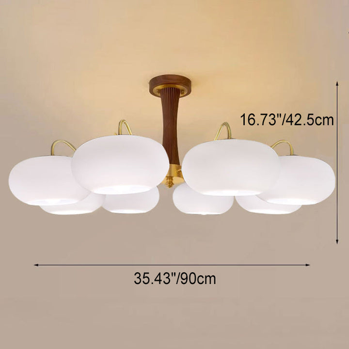 Traditioneller Vintage-Kronleuchter mit Messingrahmen und Persimmon-Glasschirm, 3/5/8 Lichter, für Wohnzimmer 