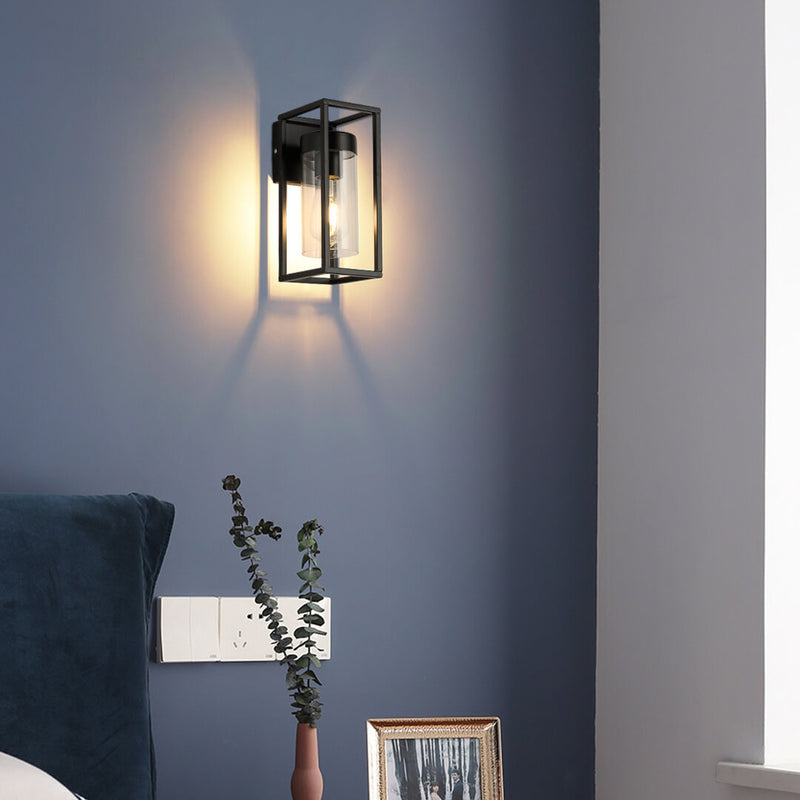Simple Glass 1-Light Square Shaped Sconce Lamp