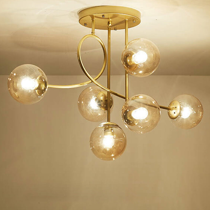 Nordic Light Luxury Magic Bean Glass Ball 6-Licht-Deckenleuchte mit halbbündiger Montage