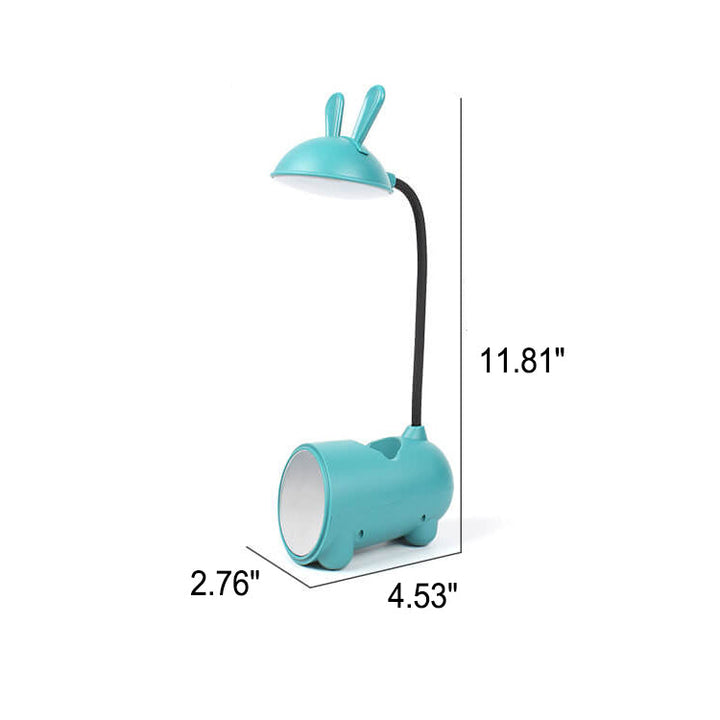 Lampe de bureau LED tactile USB avec porte-stylo et lapin créatif de dessin animé 