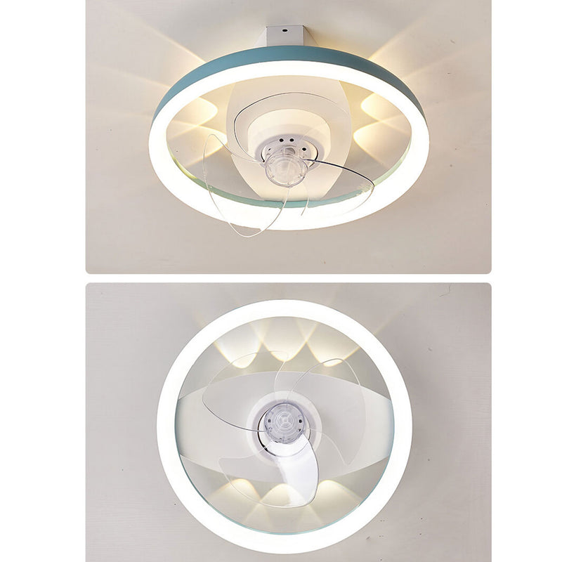 Modern Minimalist Round Intelligent Rotatable LED Flush Mount Ceiling Fan Light
