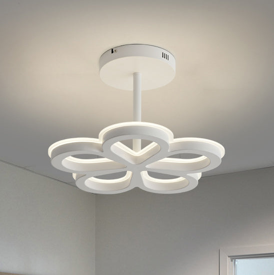 Modern Minimalist Flower Iron LED Semi-Flush Mount Light