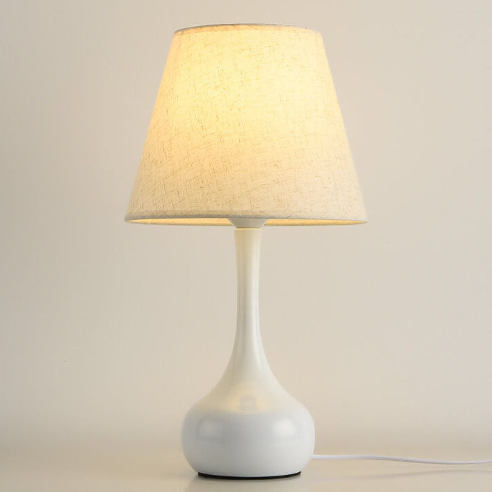 Modern Minimalist Pure Black White Iron Fabric 1-Light Table Lamp For Bedroom
