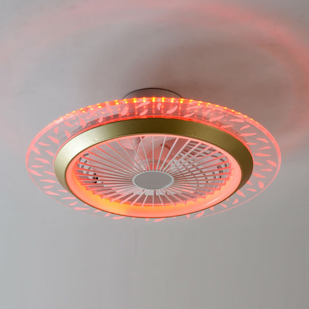 Modern RGB Acrylic Round LED Seme-Flush Mount Ceiling Fan Light