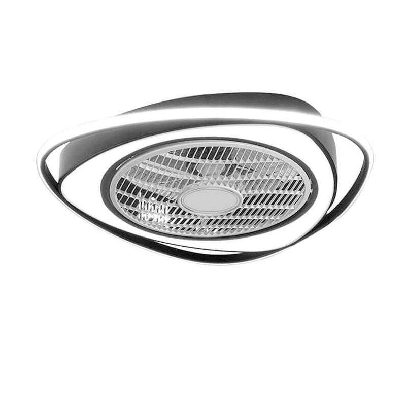 Nordic Simple Crystal Round Frame Design LED Flush Mount Ceiling Fan Light