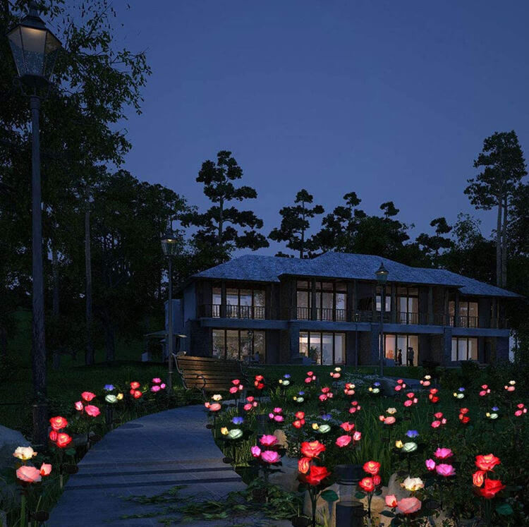 Modern Flowers Solar Outdoor Lawn LED Garden Ground Insert Landscape Light