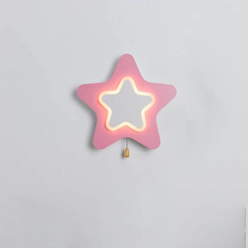 Modern Creative Pentagram Star LED Pull Cord Wall  Sconce Lamp