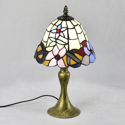 Tiffany European Style Glass Flower Retro 1-Licht-Tischlampe 