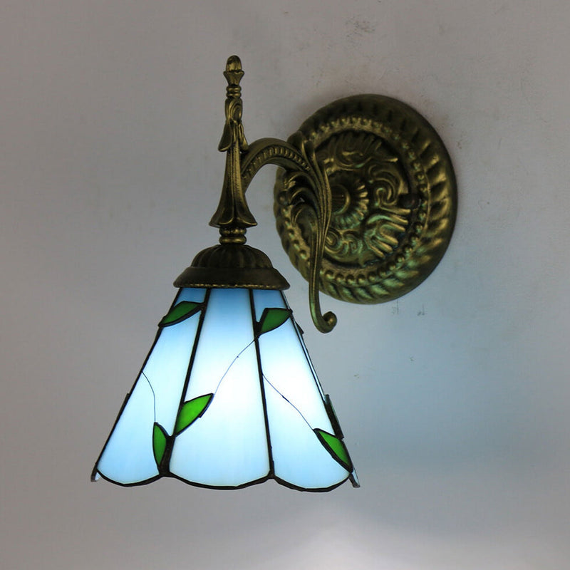 European Tiffany Square Stained Glass 1-Light Wall Sconce Lamp