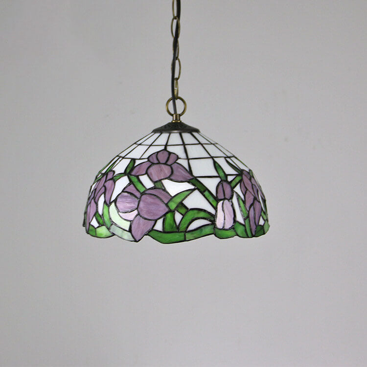 Tiffany Baroque Stained Glass Round Dome 1-Light Pendant Light