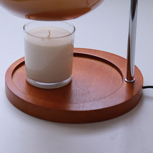 Contemporary Retro Glass Dome Solid Wood Metal Base 1-Light Melting Wax Table Lamp
