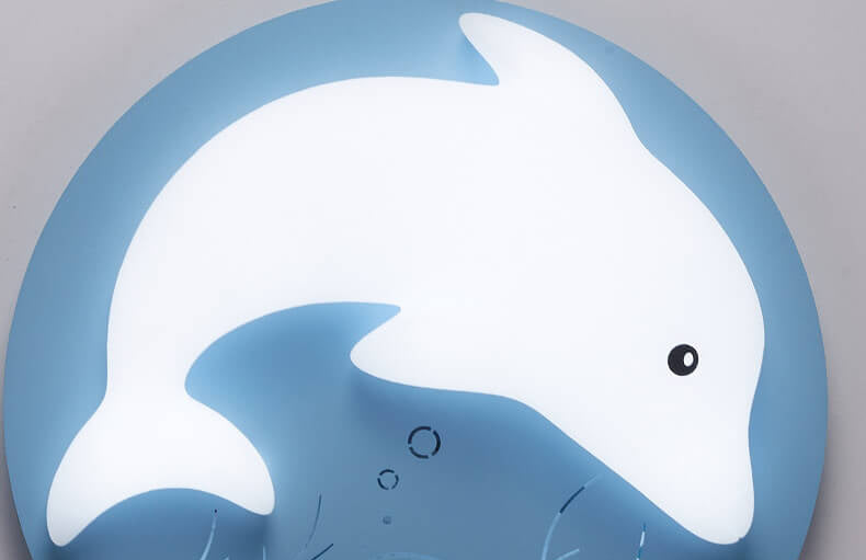 Cartoon Cute Dolphin Blue Disc LED Flush Mount Ceiling Light