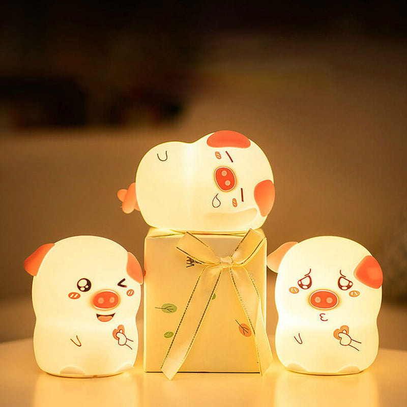 Creative Cartoon Funny Piggy Pat Silicone LED Night Light Table Lamp