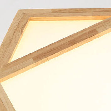 Moderne nordische geometrische LED-Deckenleuchte aus Massivholz für die bündige Montage 