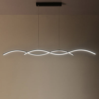 Nordic Minimalist Long Strip Wave Design Island Light LED Chandelier