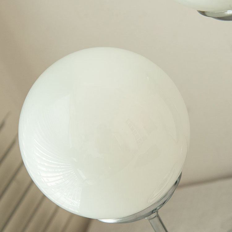 Vintage Chrome Iron Glass Ball 2-Light Wall Sconce Lamp