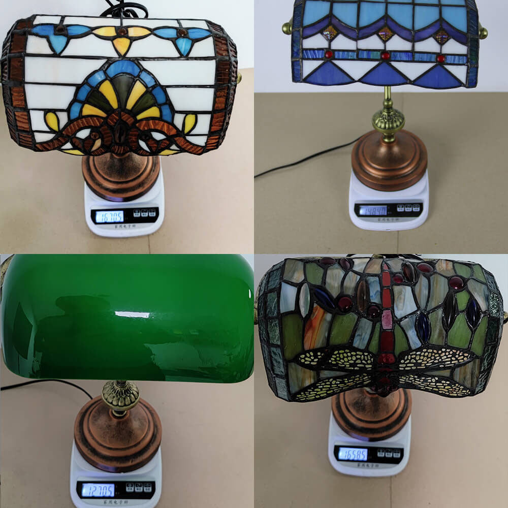 Europäische Tiffany Vintage Bankglas-Hardware 1-Licht Tischlampe 