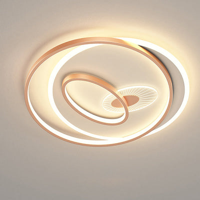 Creative Simple Circular Overlapping Dislocation Design LED Flush Mount Light