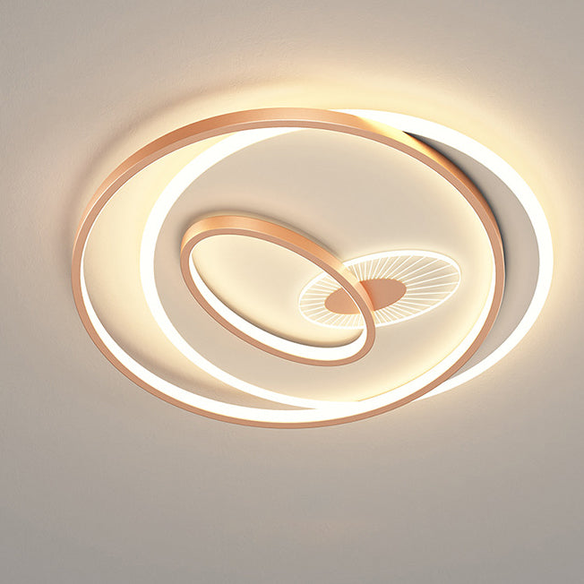 Creative Simple Circular Overlapping Dislocation Design LED Flush Mount Light