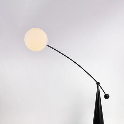 Contemporary Creative Tapered Base Fishing Rod Orb Iron Glass 1-Light Standing Floor Lamp For Living Room