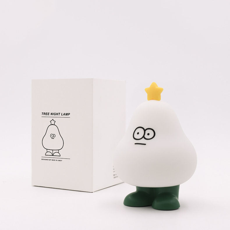 Contemporary Creative Cartoon Pear Silicone ABS HIPS Timing USB Rechargeable LED Night Light Table Lamp For Bedroom