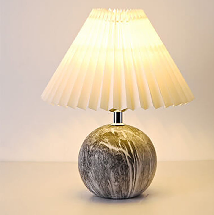 Vintage Plissierter Stofflampenschirm Keramik 1-Licht Tischlampe 