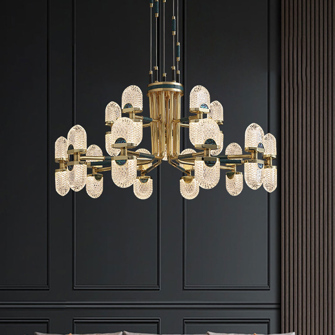 Lustre LED en cuivre massif rond moderne de luxe léger 