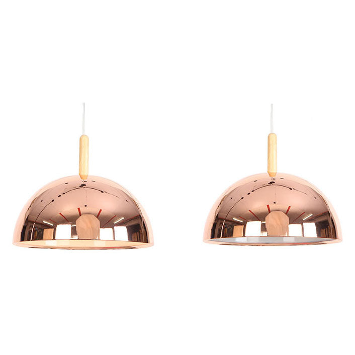 Nordic Simple Iron Dome Wood 1-Light Pendelleuchte