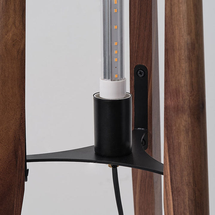 Pantalla cilíndrica de tela china tradicional con trípode de madera y lámpara de pie de 1 luz para estudio 